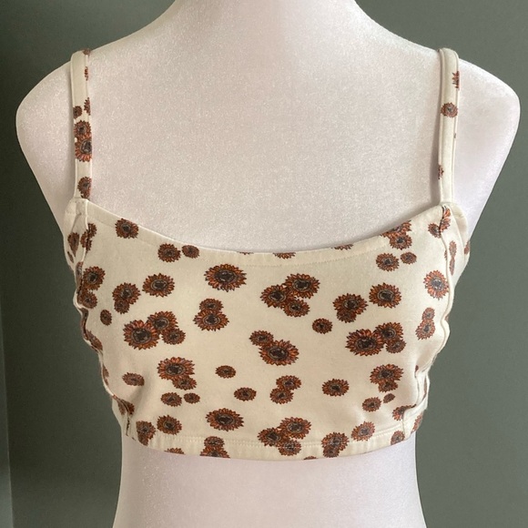 Boho Sunflower Bralette / Crop Top - Mudd - Size Large - Picture 1 of 6